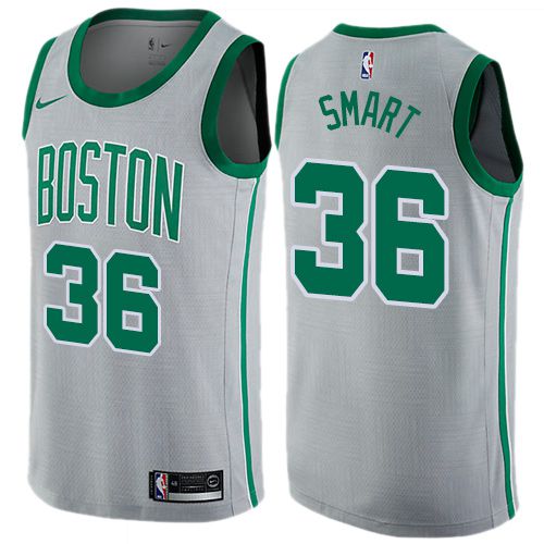 Men Boston Celtics #36 Marcus Smart Gray Nike Swingman City Edition NBA Jersey